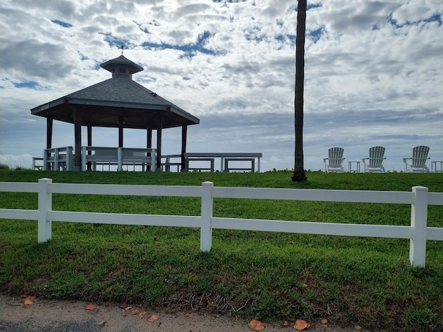 view of yard with a gazebo