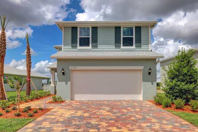 view of front property with a garage