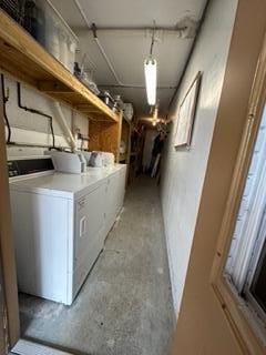 interior space with washing machine and dryer