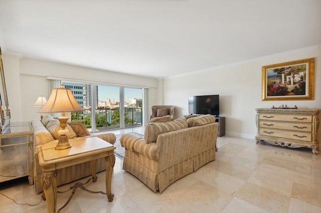 view of tiled living room