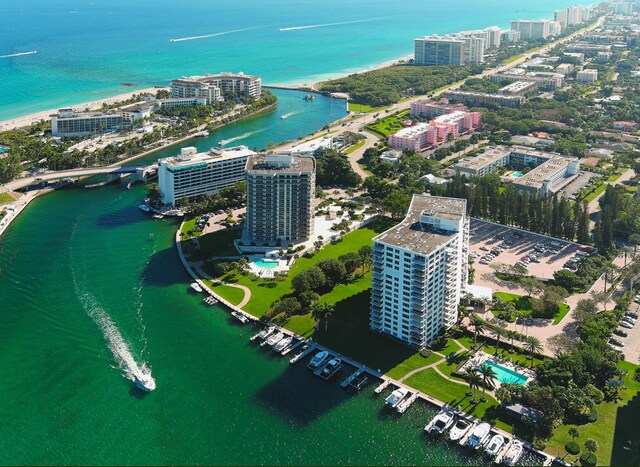 bird's eye view featuring a water view