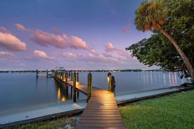 dock area featuring a water view