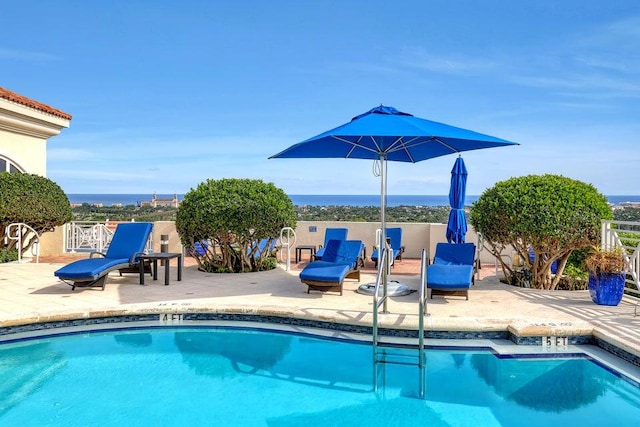 view of pool featuring a patio area