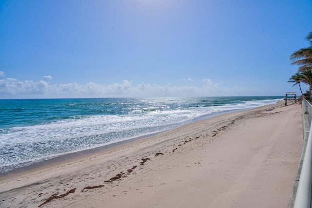 property view of water featuring a view of the beach