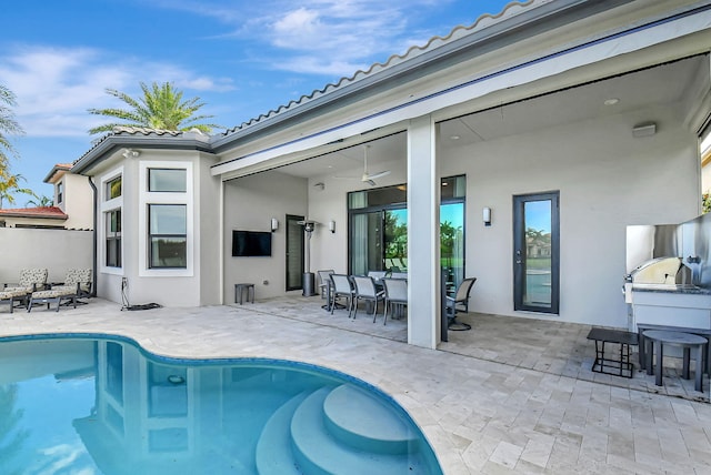 view of pool featuring a patio