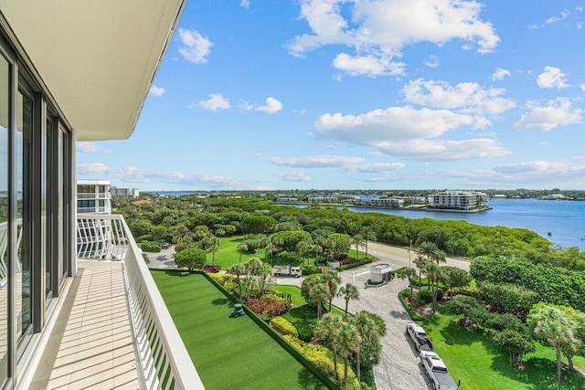 balcony with a water view