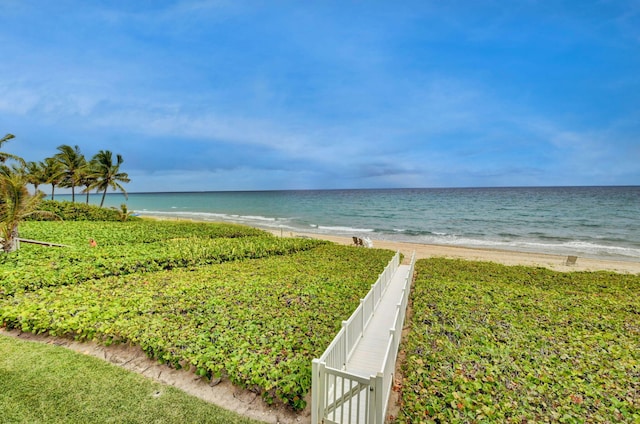 view of water feature with a view of the beach