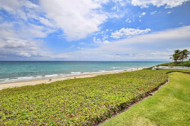 property view of water featuring a view of the beach