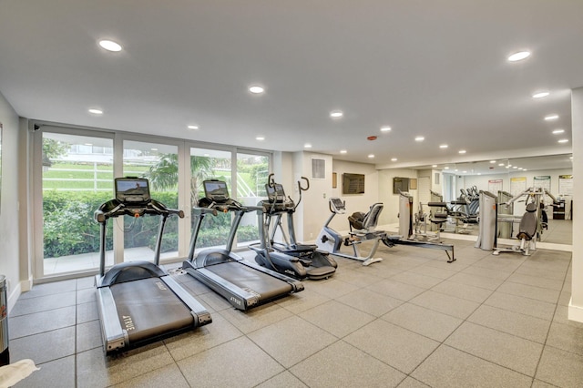 exercise room with a healthy amount of sunlight