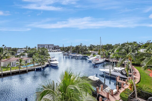 water view with a dock