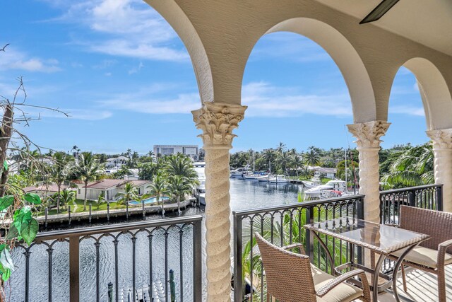 balcony with a water view