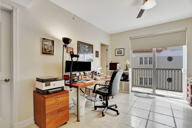 office area with light tile patterned floors