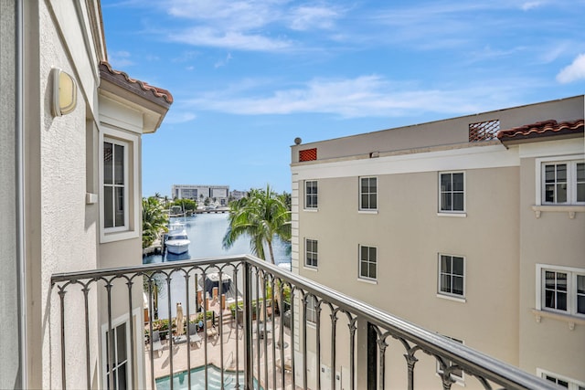 balcony with a water view