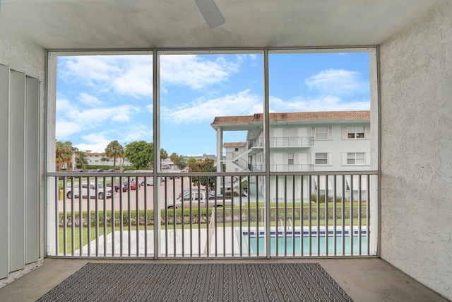 view of unfurnished sunroom