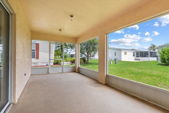 view of unfurnished sunroom