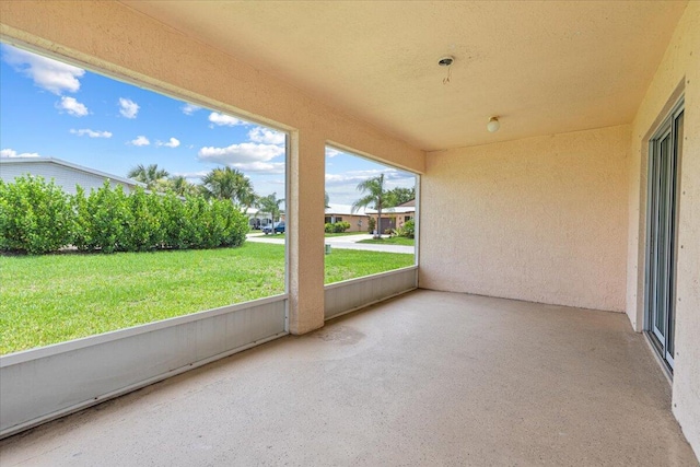 view of unfurnished sunroom