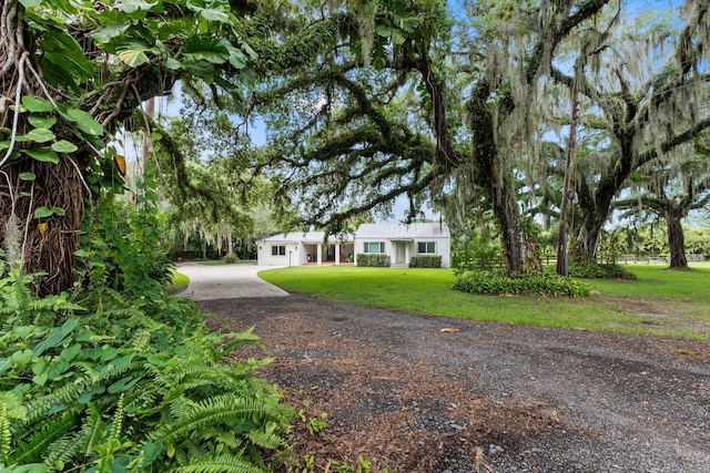 view of front facade featuring a front yard