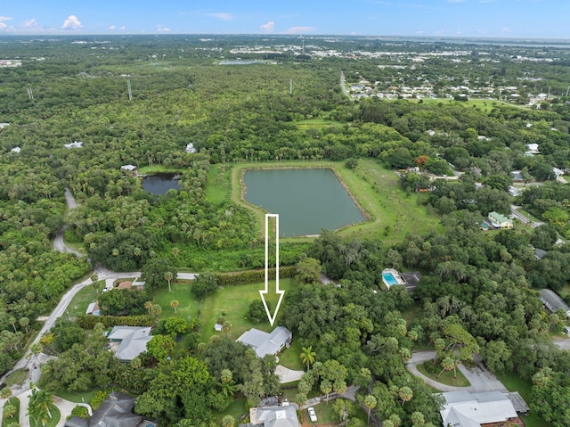 bird's eye view featuring a water view