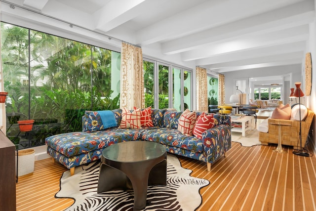 sunroom / solarium with beam ceiling