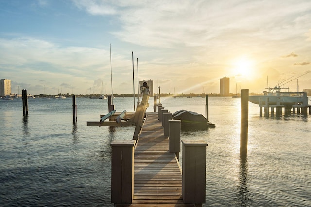 dock area featuring a water view