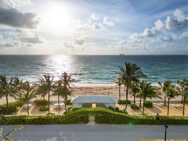 property view of water featuring a view of the beach