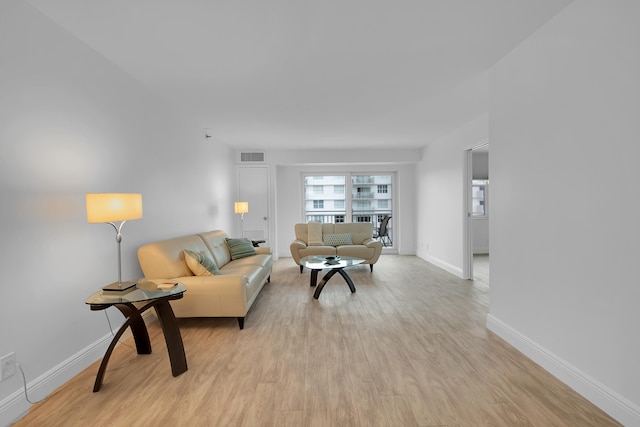 living room featuring light hardwood / wood-style flooring