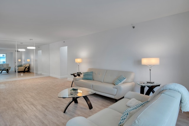 living room with wood-type flooring