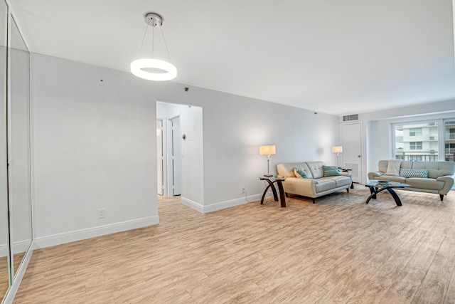 living room with light wood-type flooring