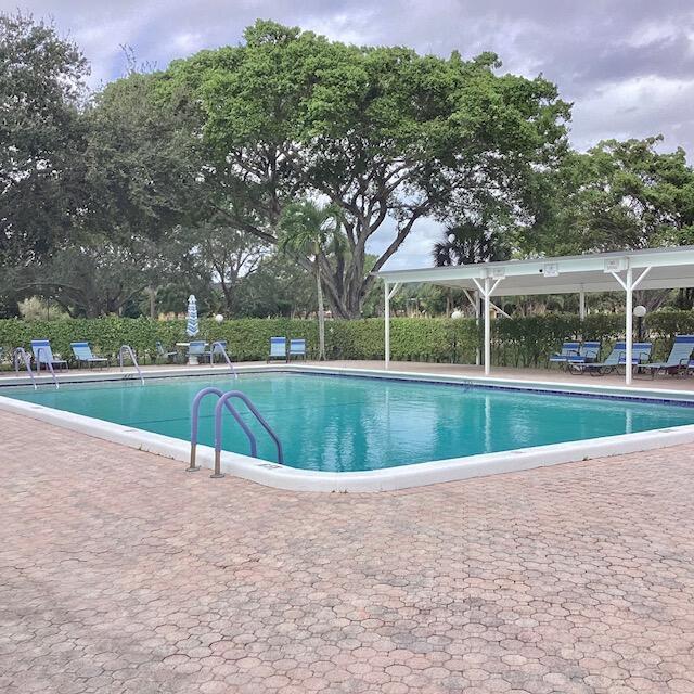 view of swimming pool featuring a patio area