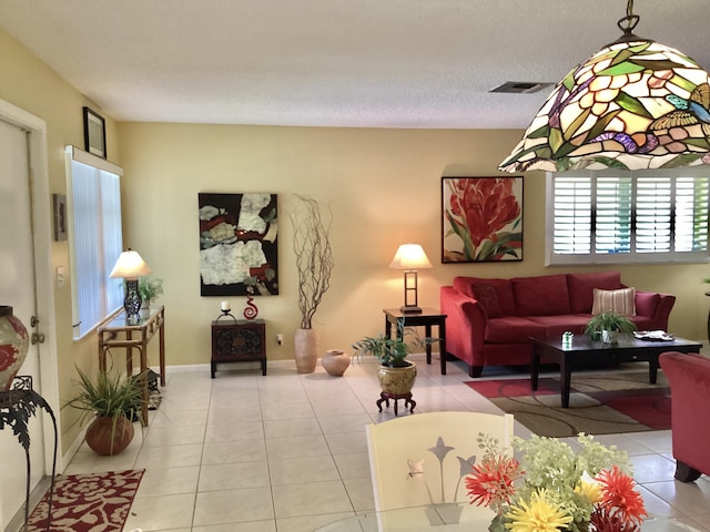 view of tiled living room