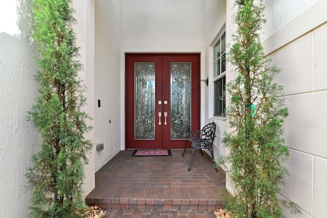 property entrance with french doors