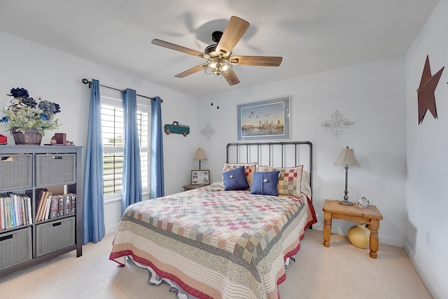 bedroom with carpet floors and ceiling fan