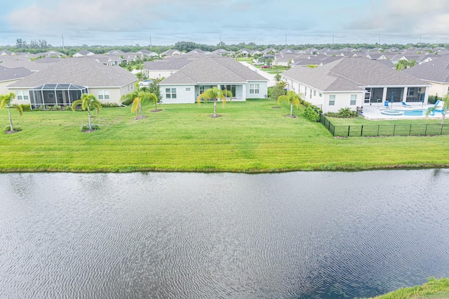 bird's eye view featuring a water view