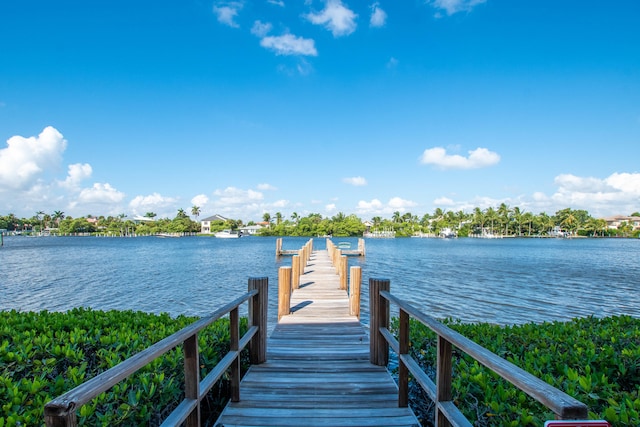 dock area featuring a water view