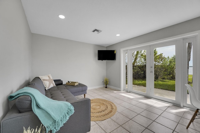 view of tiled living room