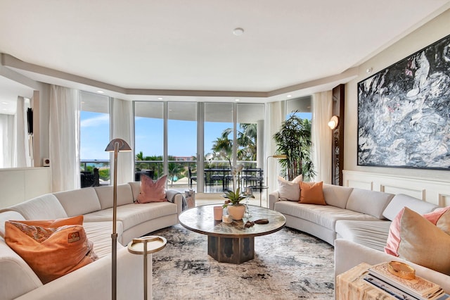 living room featuring plenty of natural light