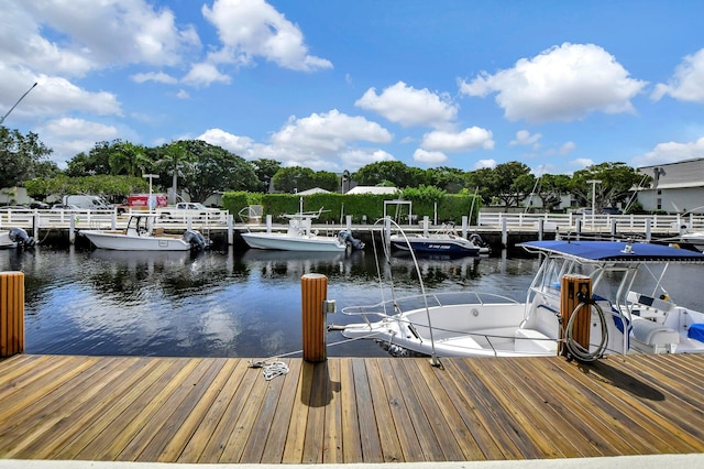 dock area featuring a water view