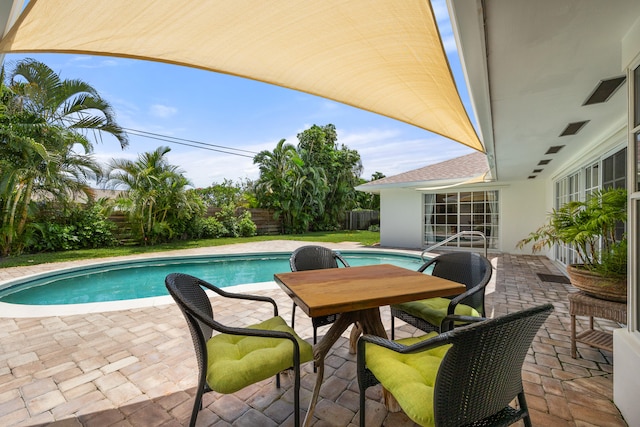 view of swimming pool with a patio