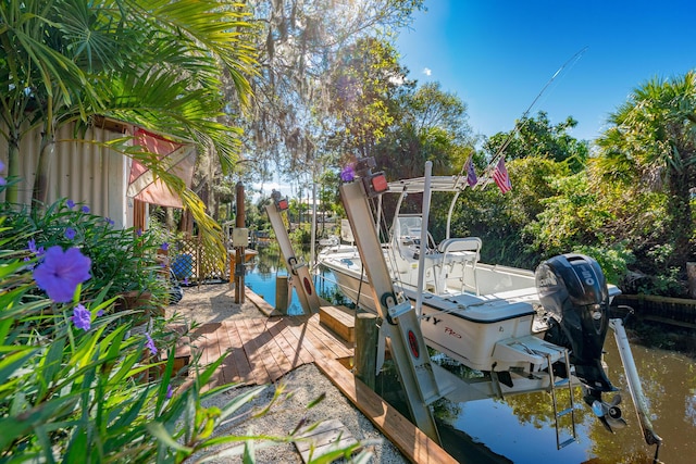 dock area featuring a water view