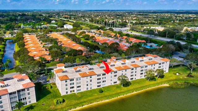 bird's eye view featuring a water view