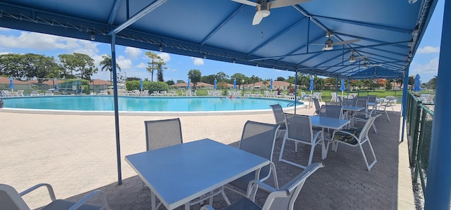 view of swimming pool with a patio