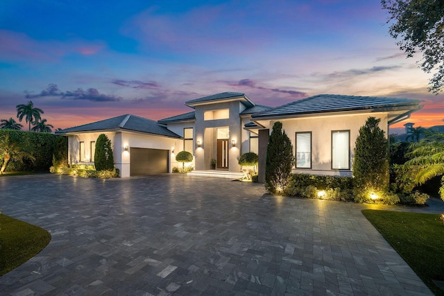 view of front of house with a garage