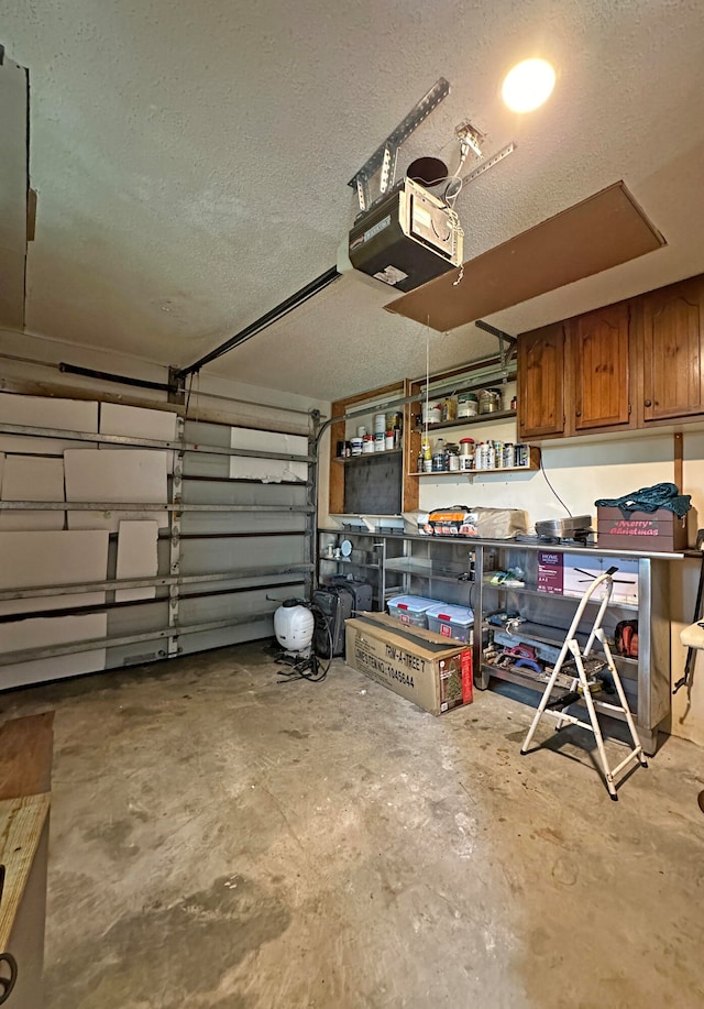 garage with a garage door opener