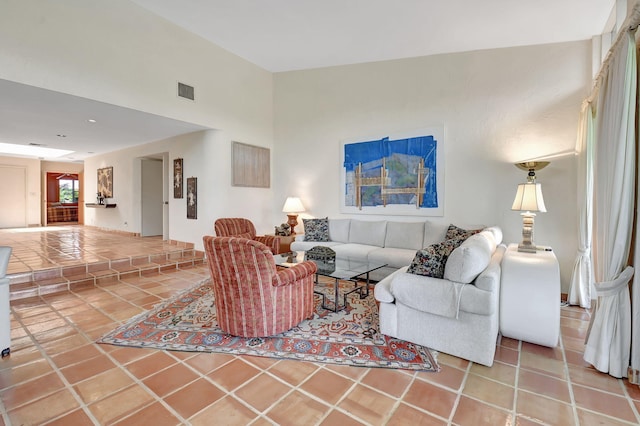 view of tiled living room