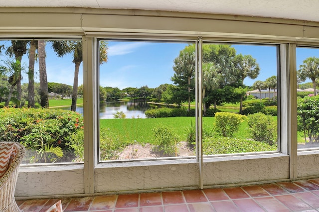 doorway with a water view