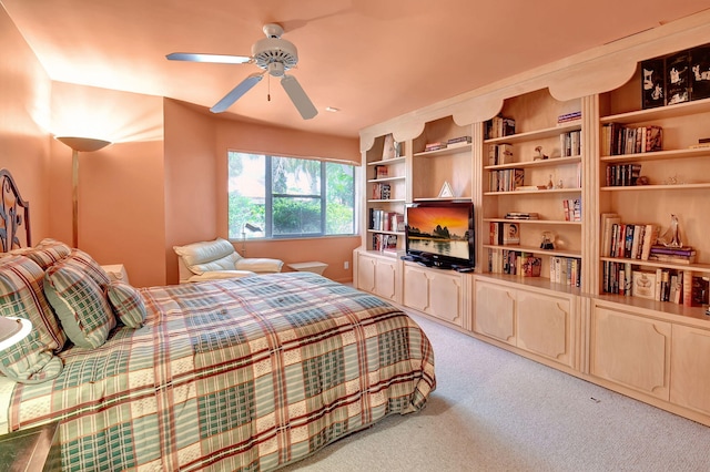 bedroom featuring carpet flooring and ceiling fan