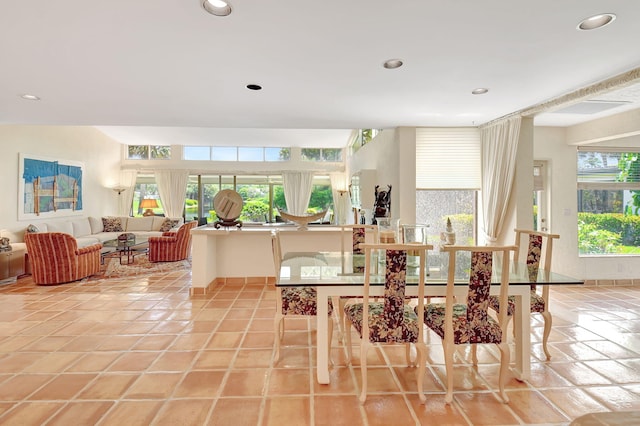 dining room with light tile patterned floors