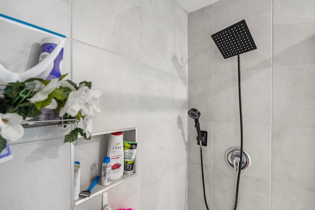 interior details with tiled shower