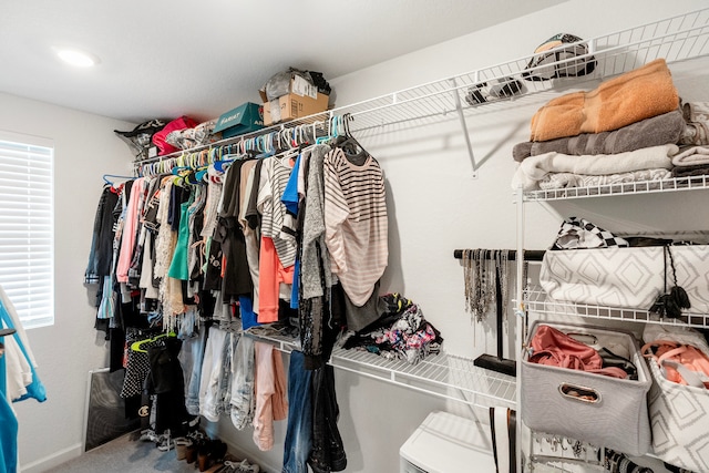 spacious closet with carpet