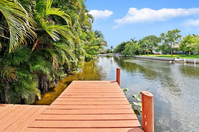 view of dock featuring a water view